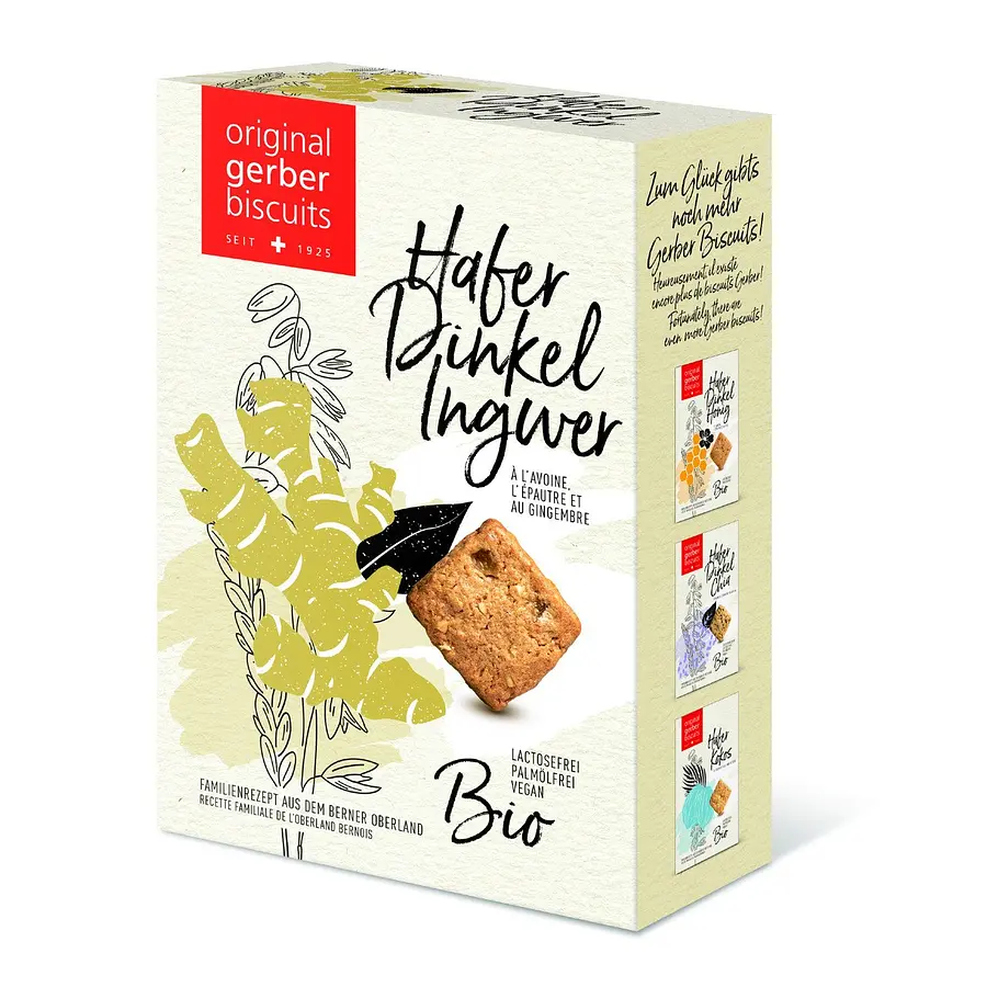 Gerber Biscuits Vollkorn Hafer Dinkel Ingwer Bio vegan