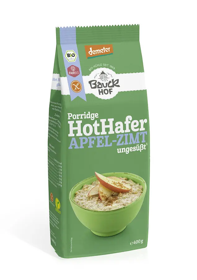 Bauck Hot Hafer Apfel Zimt ungesüsst Demeter gf