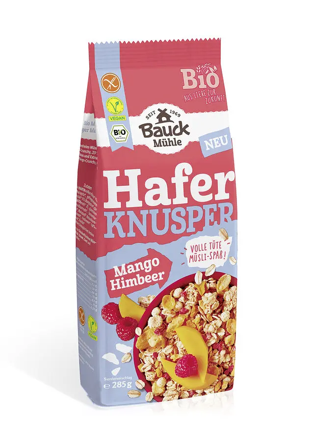 Bauck Hafer Knusper Müesli Mango Himbeere Bio vegan gf