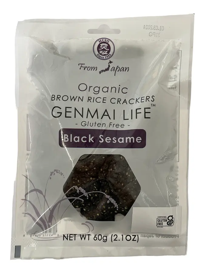 Muso Organic Genmai Brown Rice Black Sesame Cracker Bio gf