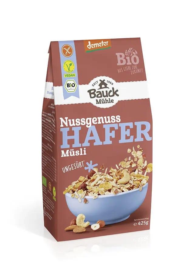Bauck Müesli Hafer mit Nüssen Demeter gf
