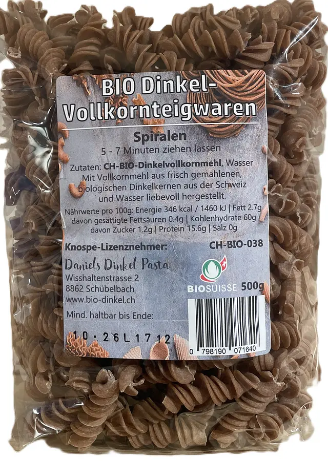 Daniels Dinkel Pasta Spiralen Bio