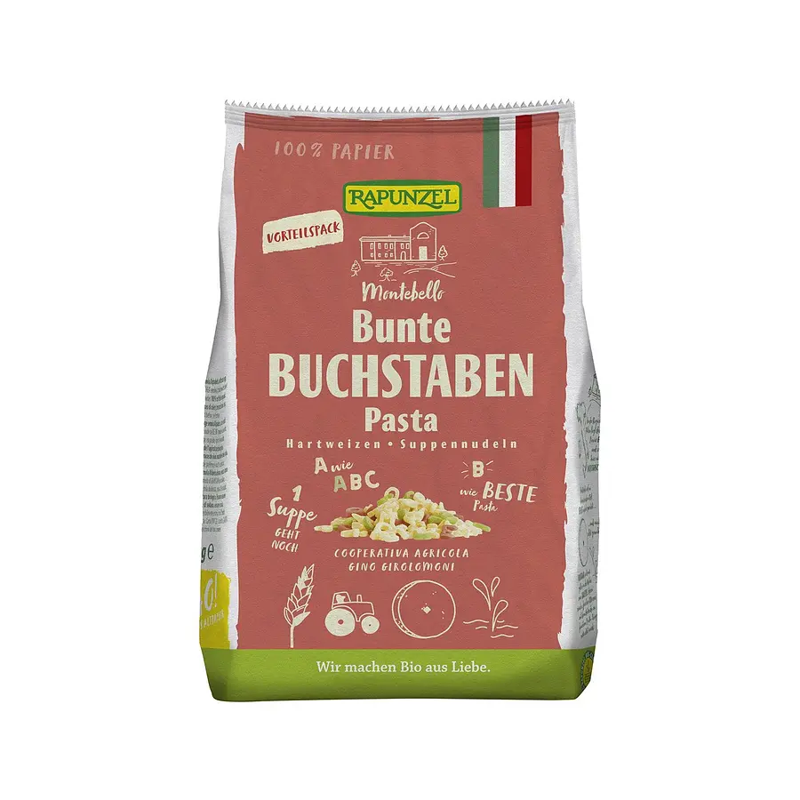 Rapunzel Suppennudeln Buchstaben bunt 500g Bio