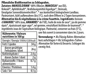 Schlagcreme Mandel, Bio, 250 g