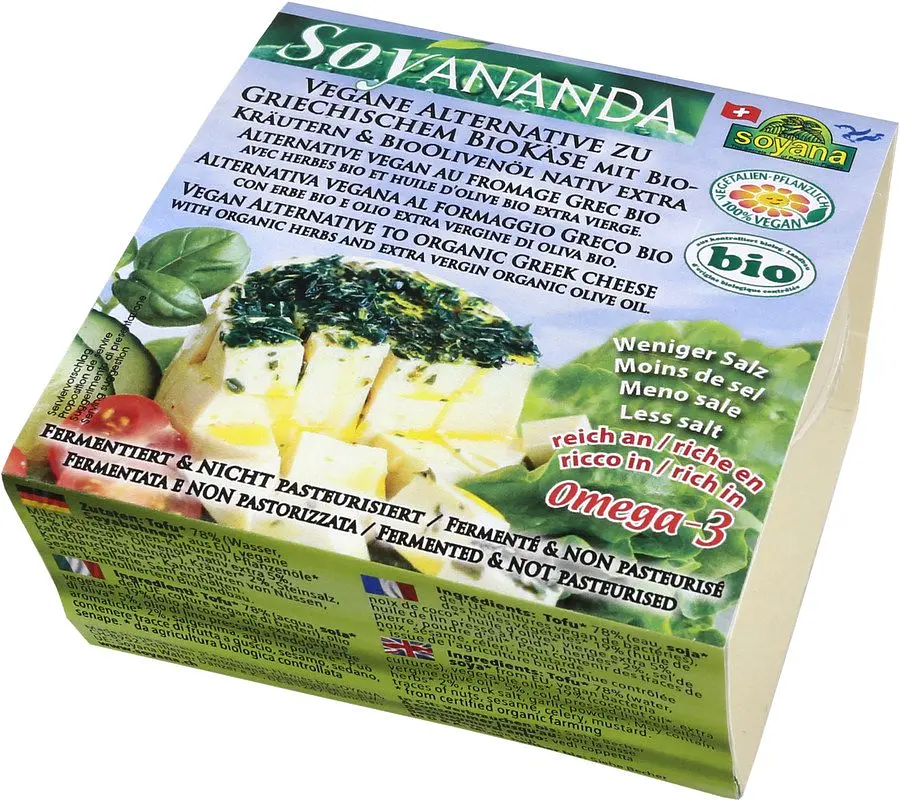 Vegane Alternative zu griechischem Käse mit Kräutern Bio