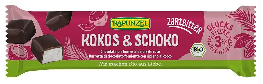 Riegel Rapunzel Kokos-Happen Zartbitter Bio