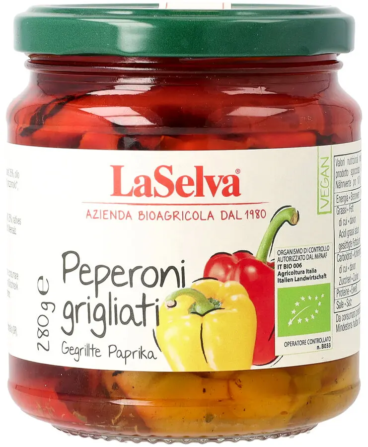 Peperoni gegrillt in Olivenöl Bio