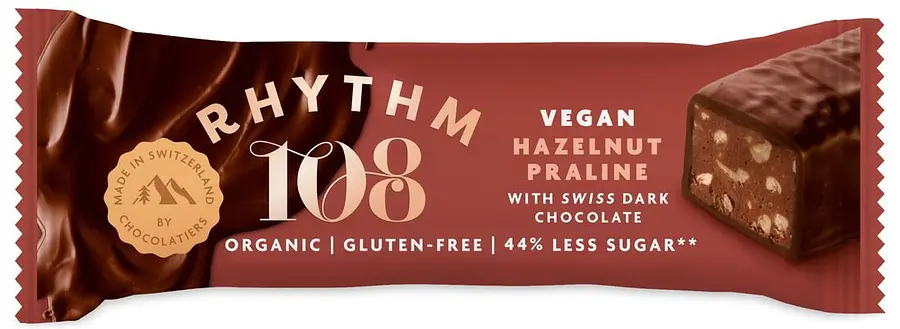 Riegel Rhythm 108 Haselnuss Praline GF Bio