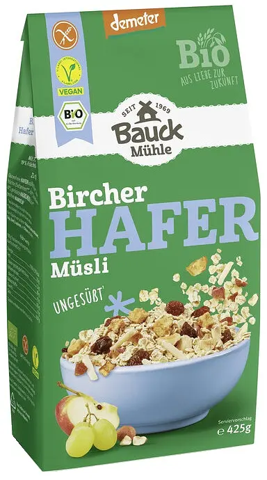 Müesli Bircher Hafermüesli Glutenfrei ungesüsst Bio