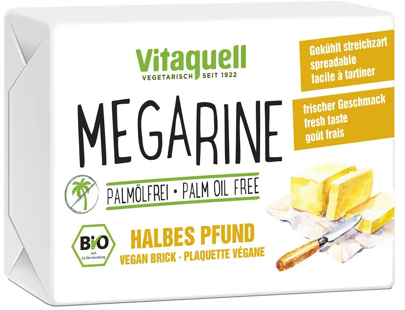 Margarine ohne Palmöl Megarine veganes Streichfett Bio