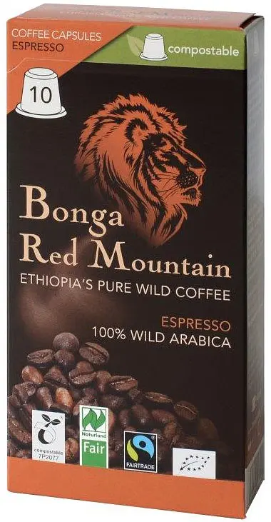 Kaffee Bonga Red Mountain Kapseln Espresso kompostierbar Bio