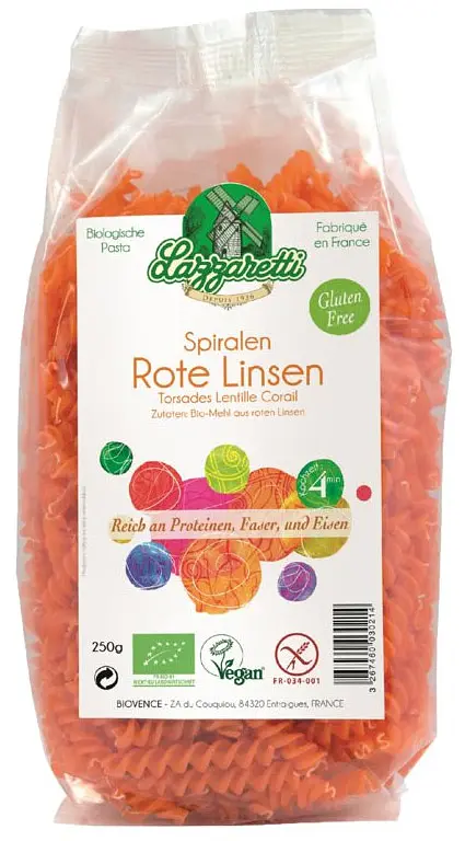 Pasta Lazzaretti Rote Linsen Teigwaren Bio