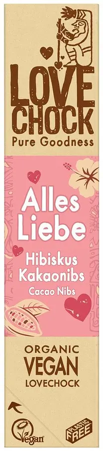 Riegel Lovechock Alles Liebe Hibiskus Kakaonibs Schokolade Bio
