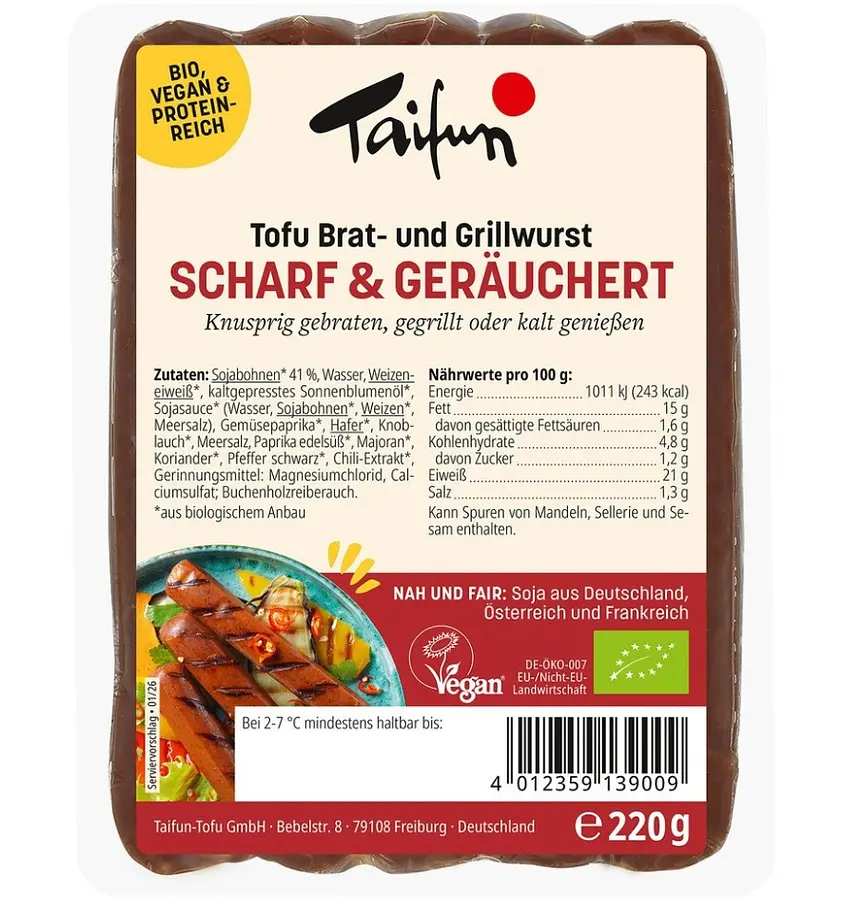 Tofu Brat u. Grillwurst scharf & geräuchert Bio
