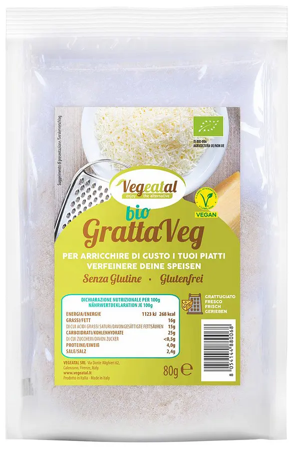 GrattaVeg gerieben Vegane Alternative zu Hartkäse Bio