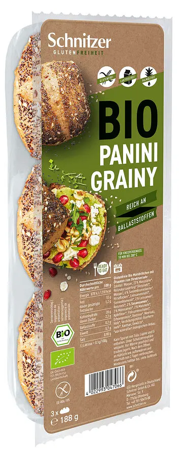 Schnitzer zAufb Panini Grainy Maisbrötchen Bio gf