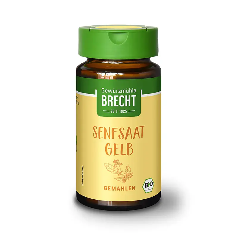 Brecht Gelbe Senfsaat gemahlen Glas Bio